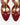 Luis Onofre Heirloom bordeaux suede T-strap pumps with gold-piped cutouts and curved gold heel