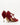 Luis Onofre Heirloom bordeaux suede T-strap pumps with gold-piped cutouts and curved gold heel
