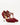 Luis Onofre Heirloom bordeaux suede T-strap pumps with gold-piped cutouts and curved gold heel