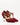 Luis Onofre Heirloom bordeaux suede T-strap pumps with gold-piped cutouts and curved gold heel