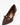 Luis Onofre Taper brown embossed patent leather kitten heels with gold crescent bow