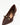 Luis Onofre Taper brown embossed patent leather kitten heels with gold crescent bow