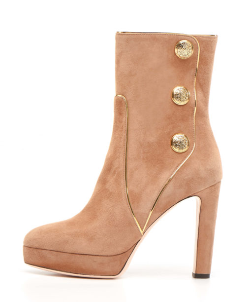 Platform ankle boots in nude suede