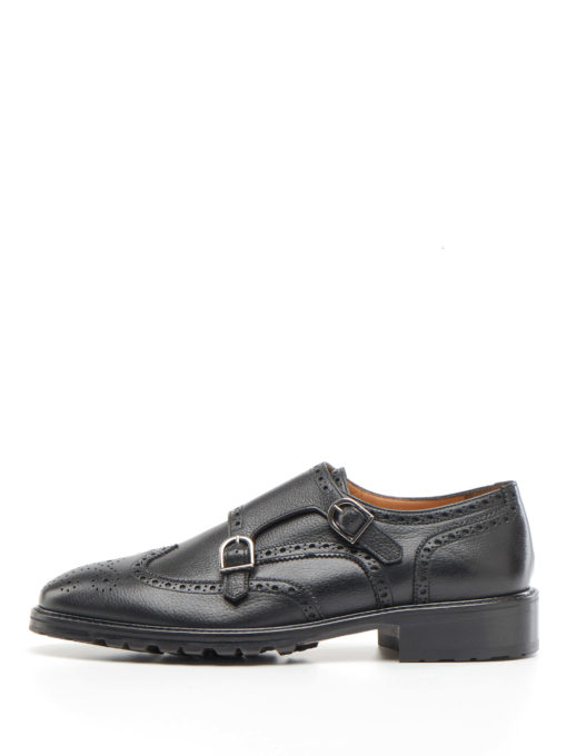 Double strap Monk shoes in black