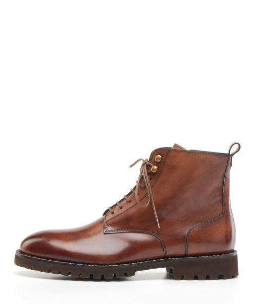 Lace-Up Ankle boots in brushed brown leather