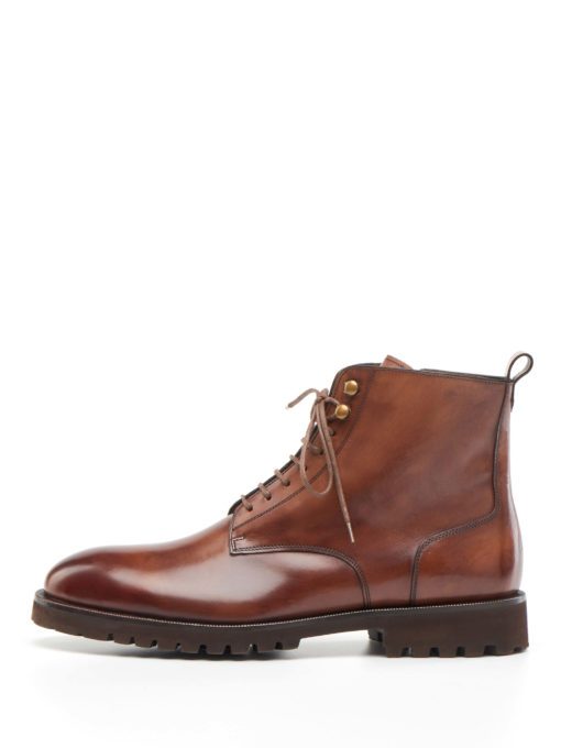 Lace-Up Ankle boots in brushed brown leather