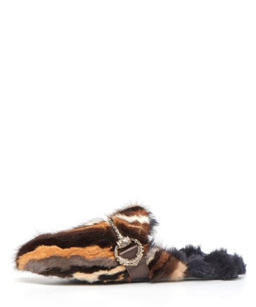 Fur slippers multicolor Brown