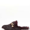 winter fur slippers with gold adornment - on sale