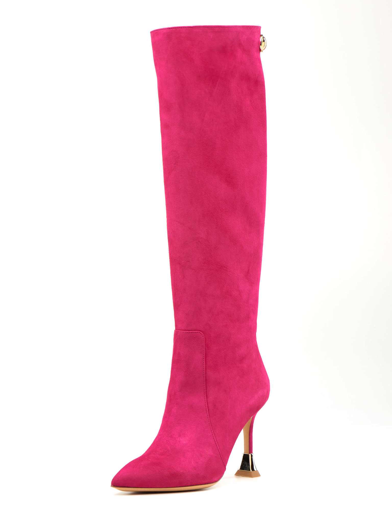 Fuchsia Pink Suede Knee High Boots -Luis Onofre Portuguese Shoes FW22