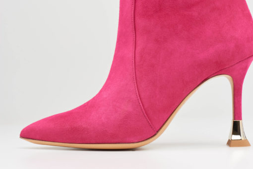Fuchsia Pink Suede Knee High Boots