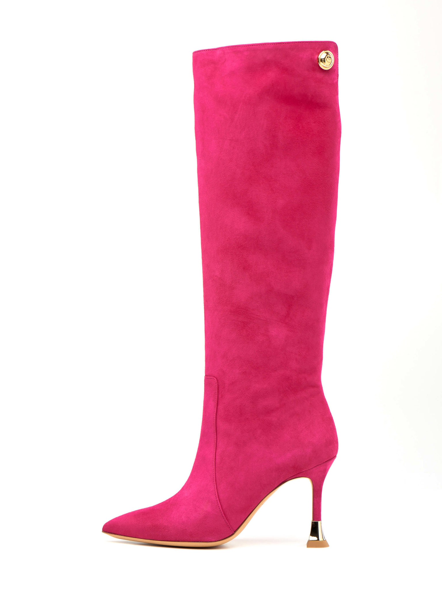 Fuchsia Pink Suede Knee High Boots