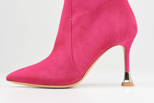Pink suede stiletto ankle boots