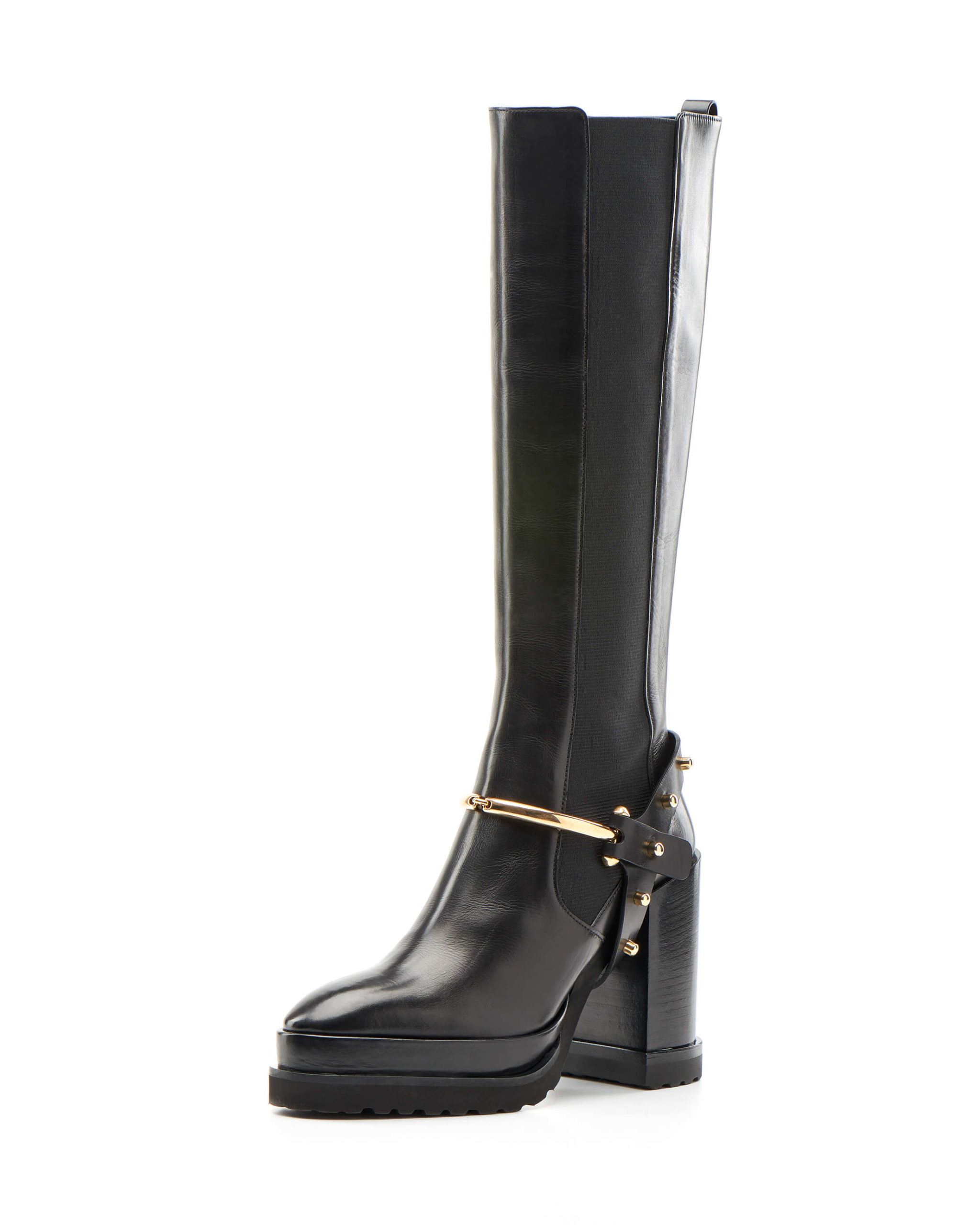 Black Knee boot gold harness – Pacas-2