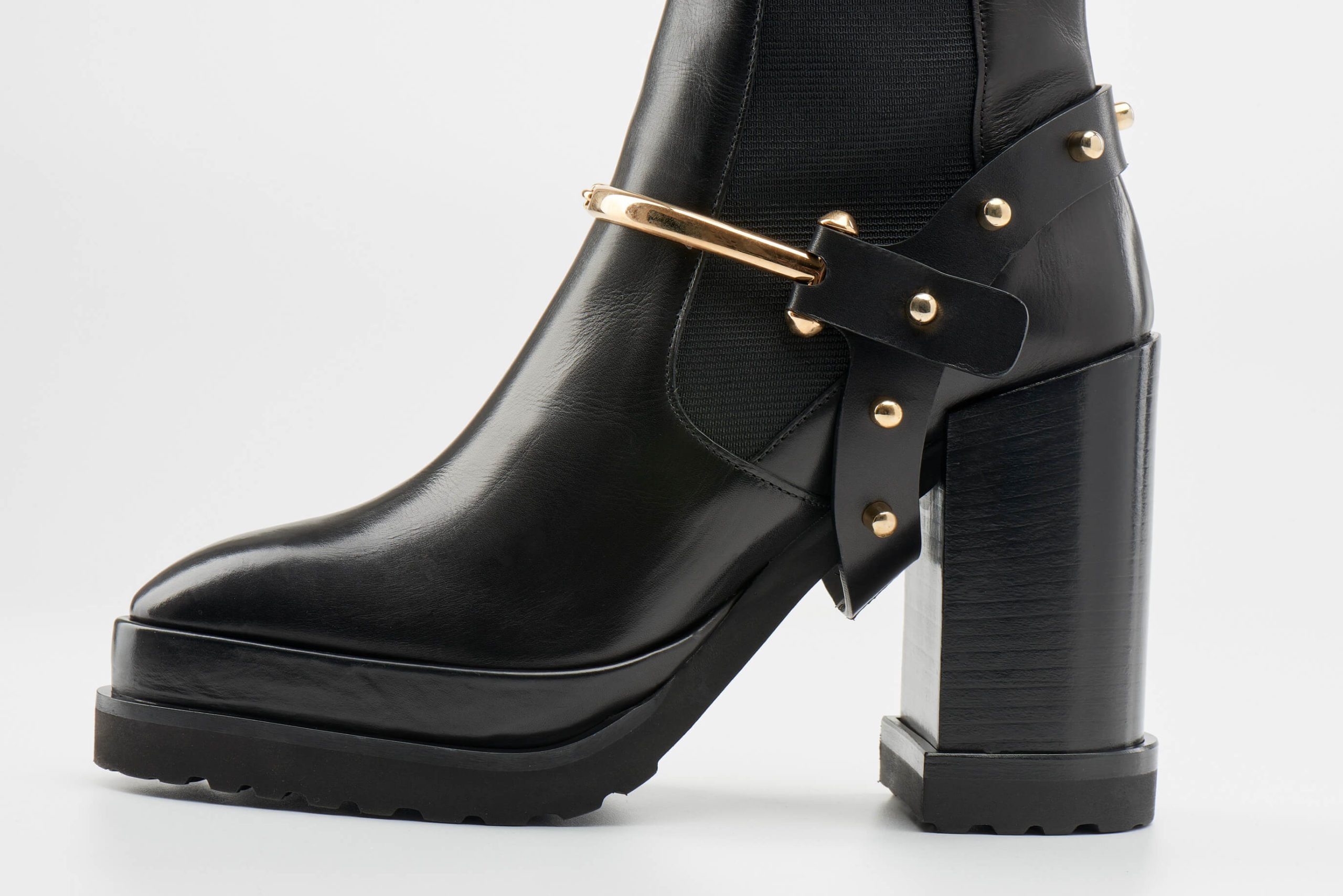 Black Knee boot gold harness – Pacas-4