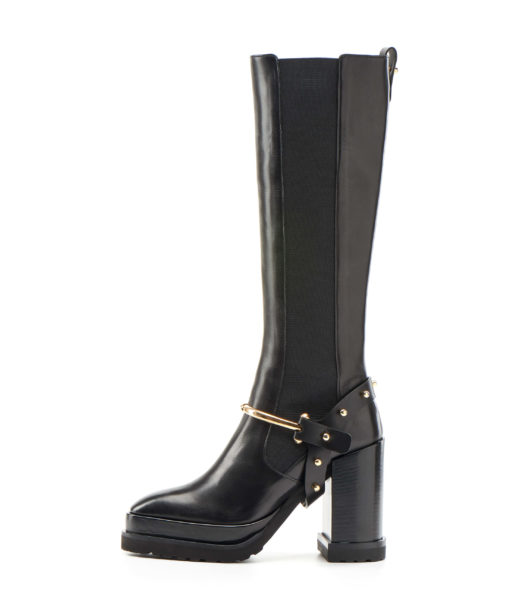 Black Knee boot gold harness