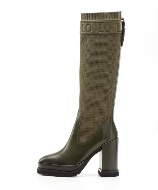 Sock-style knee boot in green