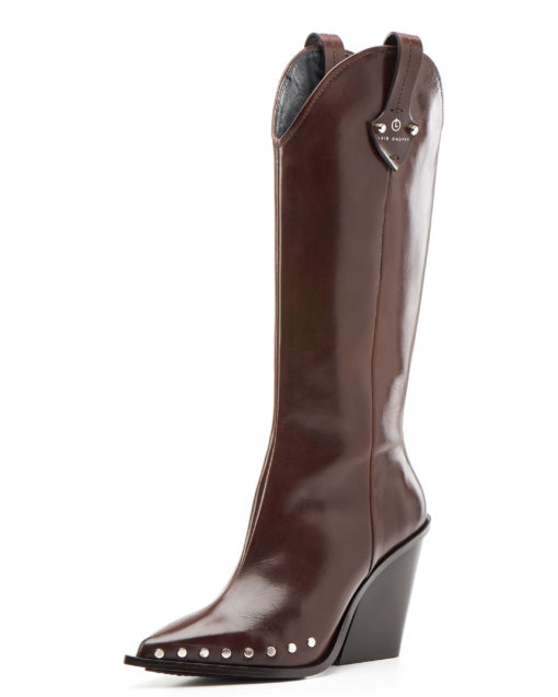 Western studded boots in dark brown