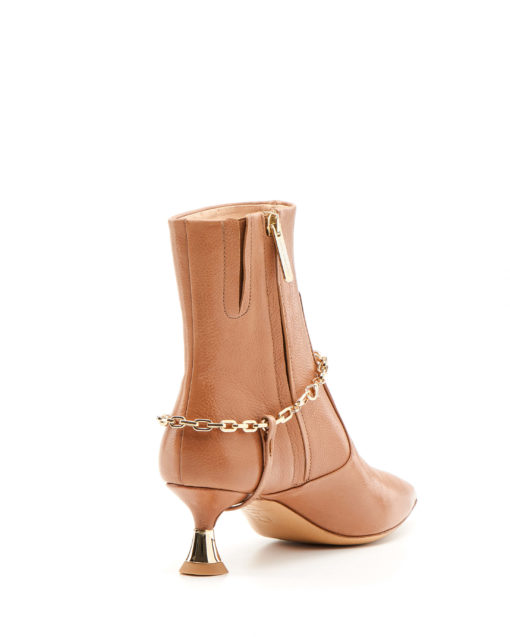 Camel ankle boots with chain