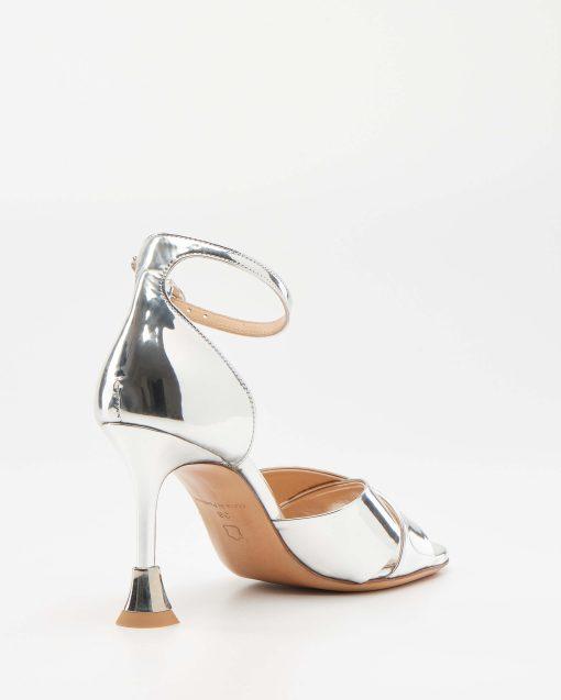 Heeled Sandal in Specchio silver