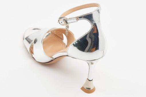 Heeled Sandal in Specchio silver